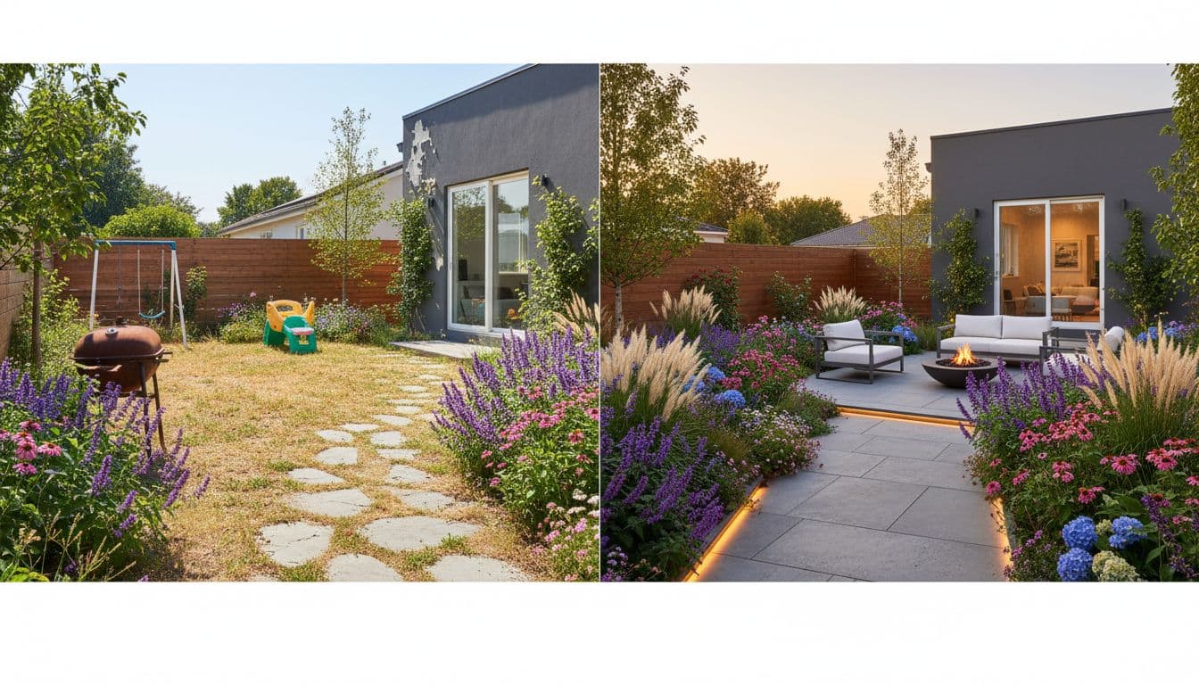 FlorAI AI Garden Design before and after backyard transformation from one photo